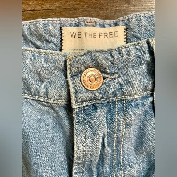 We The Free Jeans Flared Size 26 Flare Boho Free People Raw Hem Denim Blue - Picture 9 of 13